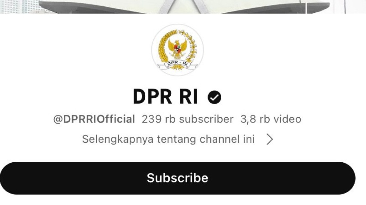 Akun Youtube Dpr Kembali Setelah Kena Retas Jumlah Subscriber Naik Seribu