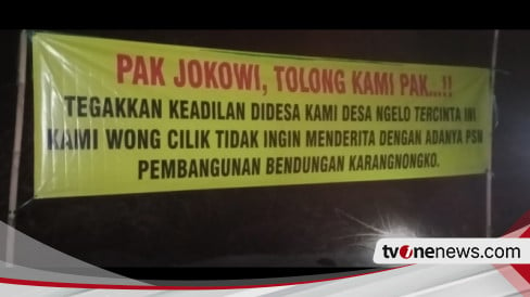 Spanduk Protes Warga Ngelo Pak Jokowi Tolong Kami Groundbreaking