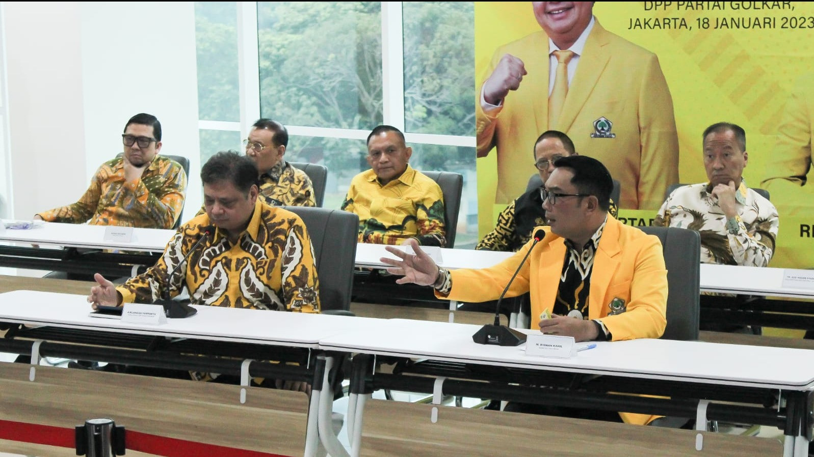 Gubernur Jawa Barat, Ridwan Kamil, di Kantor DPP Golkar, Kemanggisan, Jakarta Barat, Rabu (18/01/2023).