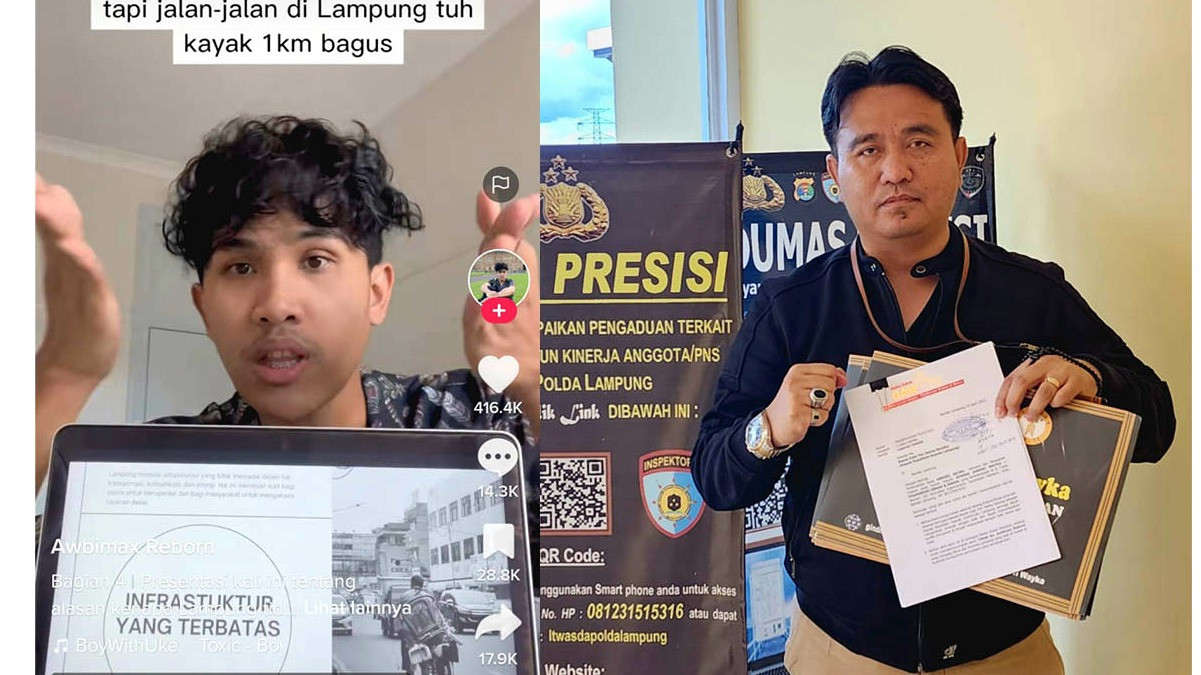 Diduga Sebarkan Berita Hoax Tentang Lampung, Pemilik Akun Tiktok Awbimaxreborn Dilaporkan ke Polda Lampung