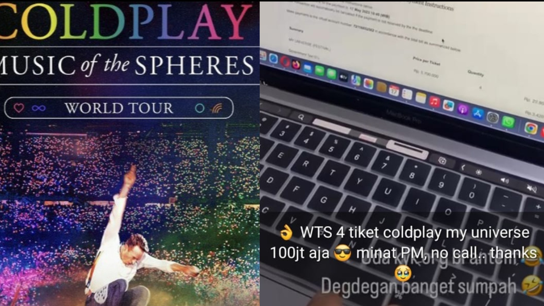 Tiket Coldplay Dijual Rp100 juta