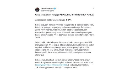 Denny Indrayana sebut skenario pamungkas jegal Anies Baswedan jadi kontestan Pilpres dijadikan tersangka korupsi