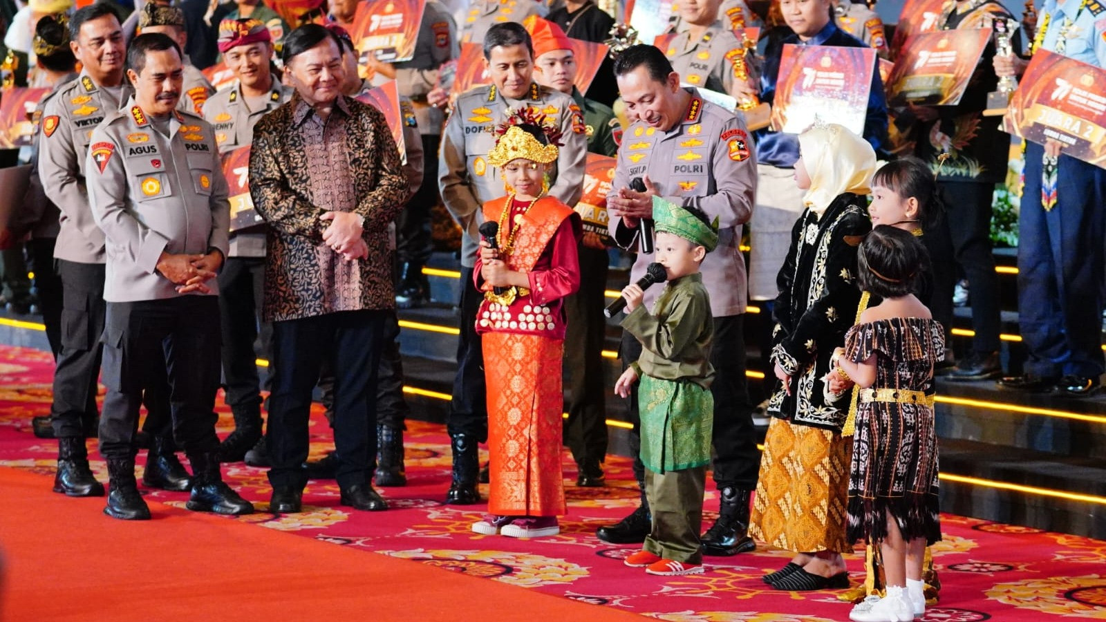 Kapolri Jenderal Listyo Sigit Prabowo menghadiri acara Awarding Day Apresiasi Kreasi 77 Polri Presisi Untuk Negeri di Balai Samudera, Jakarta, Rabu, 12 Juli 2023 malam.