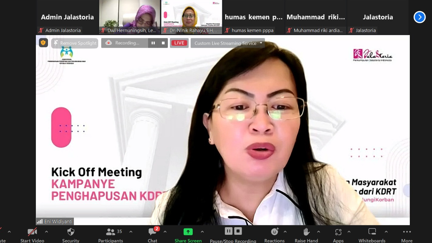Asisten Deputi Bidang Perlindungan Hak Perempuan dalam Rumah Tangga dan Rentan KPPA, Ibu Eni Widiyanti, S.E., MPP., M.S.E.