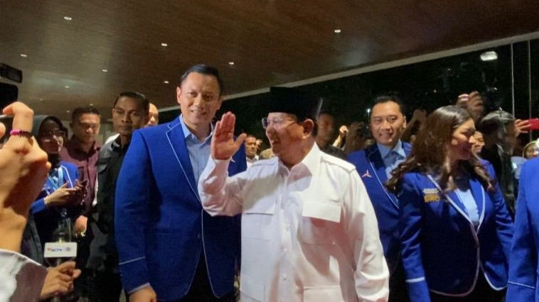 Prabowo Subianto hadiri Rapimnas Demokrat di JCC, Jakarta Pusat, Kamis (21/9/2023).