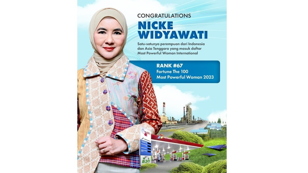 Direktur Utama PT Pertamina (Persero), Nicke Widyawati kembali mendapat pengakuan dunia dengan masuk dalam daftar 100 wanita berpengaruh (Most Powerful Women) di dunia versi Majalah Fortune pada tahun 2023.
