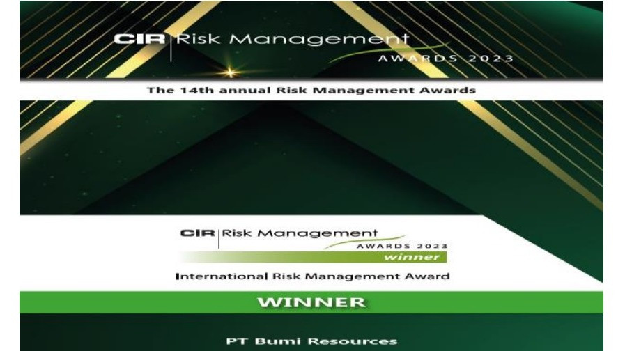 PT Bumi Resources Tbk. (BUMI) diumumkan sebagai pemenang kategori International Risk Management pada CIR Risk Management Awards 2023.