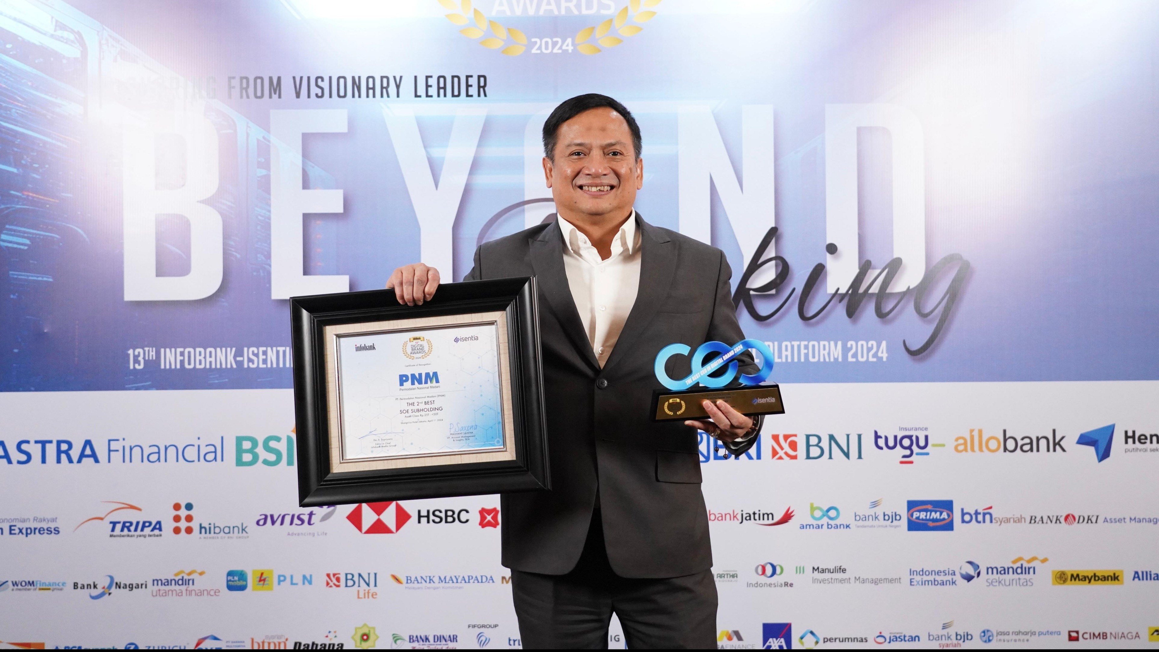 Permodalan Nasional Madani (PNM) menyabet penghargaan di ajang 13th Infobank – Isentia Digital Brand 2024 and The Best Reputable CEO in Digital Platform 2024.