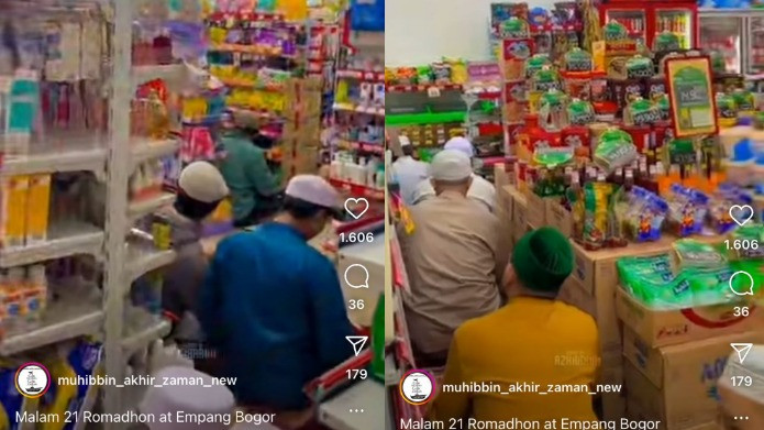 Viral! Video Shalat Tarawih di dalam Alfamart di Bogor, Jamaah dari Berbagai Kota, Netizen: Jangan Lirik-lirik yang di Pajangan