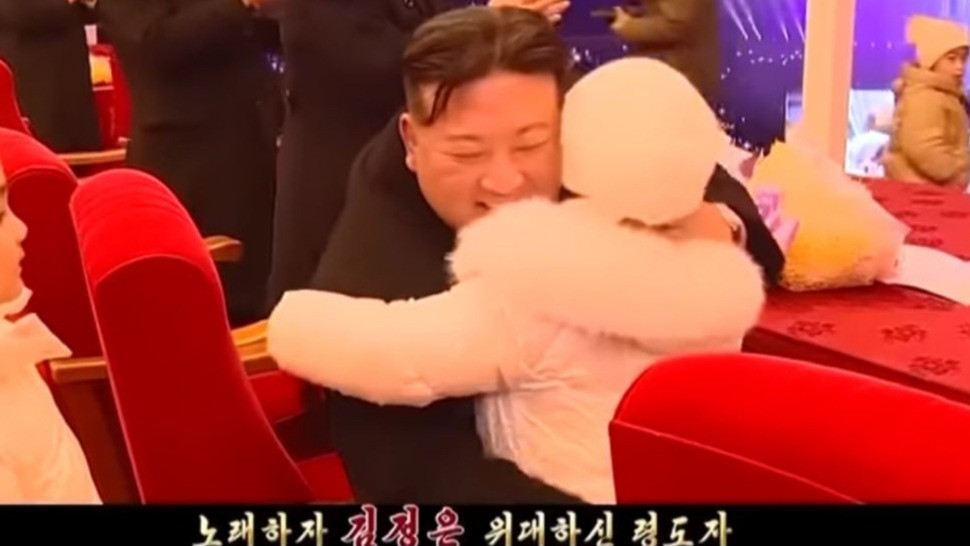 Tangkapan layar video musik Kim Jong Un. Sumber: KRT via AP