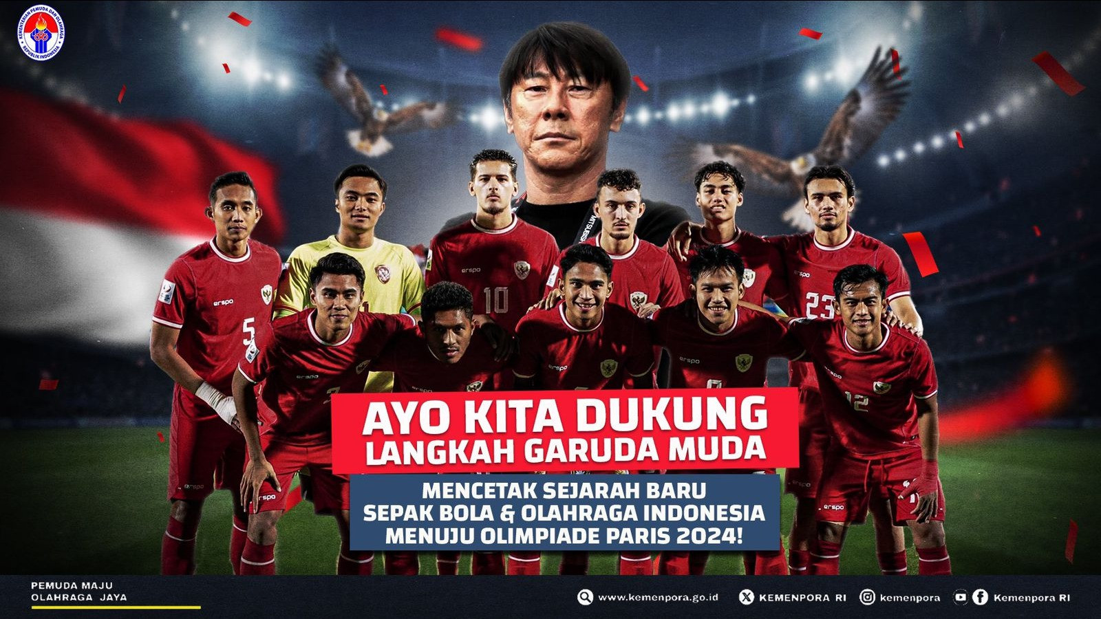 Poster dukungan untuk Timnas Indonesia U-23 dari Kemenparekraf