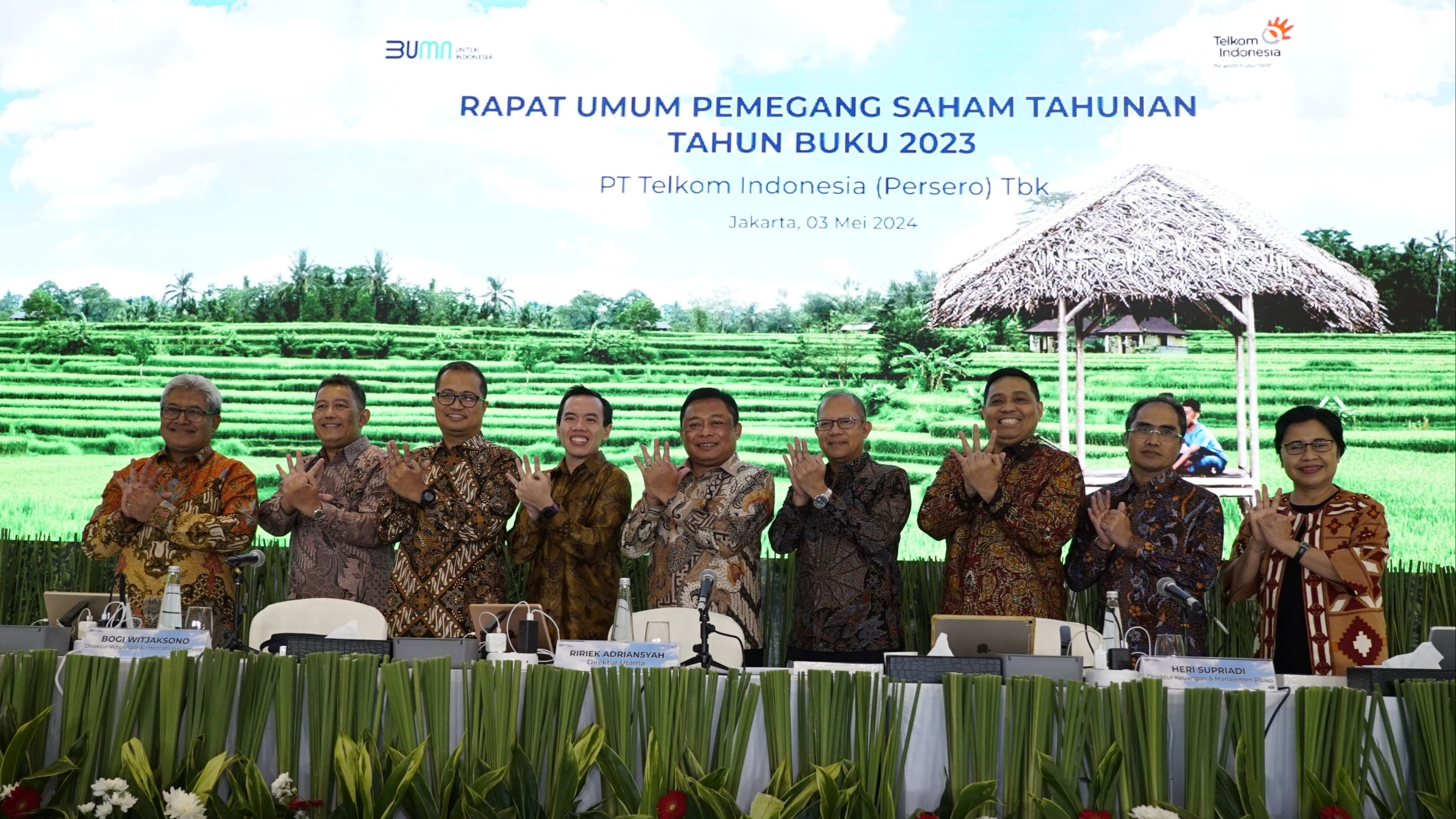 PT Telkom Indonesia (Persero) Tbk telah menyelesaikan Rapat Umum Pemegang Saham Tahun Buku 2023 di Jakarta pada Jumat (3/5).