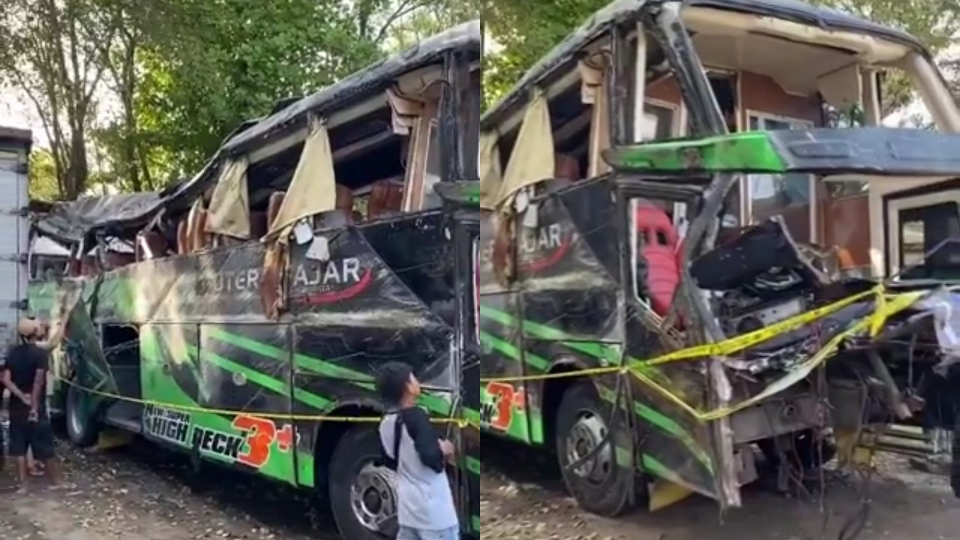 Kondisi bus kecelakaan maut di Ciater