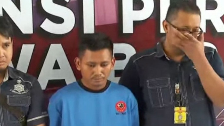 Pegi alias Perong di konferensi pers pembunuhan Vina dan Eky oleh Polda Jawa Barat