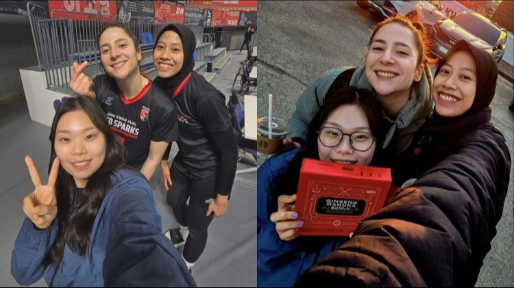 Megawati Hangestri bersama Giovanna Milana dan Kim Yoon-sol