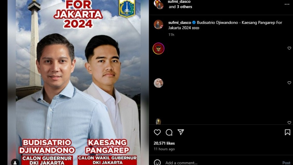 Unggah Foto Budisatrio-Kaesang Maju Pilgub Jakarta 2024, Gerindra Dukung Duet Keponakan Prabowo-Anak Jokowi?