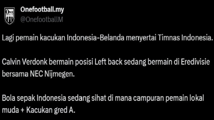 Netizen Malaysia Puji PSSI Naturalisasi Calvin Verdonk