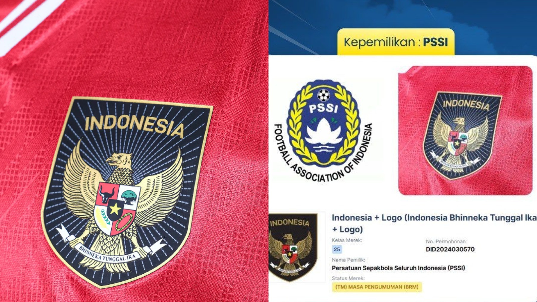 Logo jersey Timnas Indonesia yang didaftarkan. Source: Mills/Mebiso