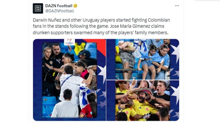 Para pemain Uruguay Ricuh dengan Suporter Kolombia di Copa America 2024