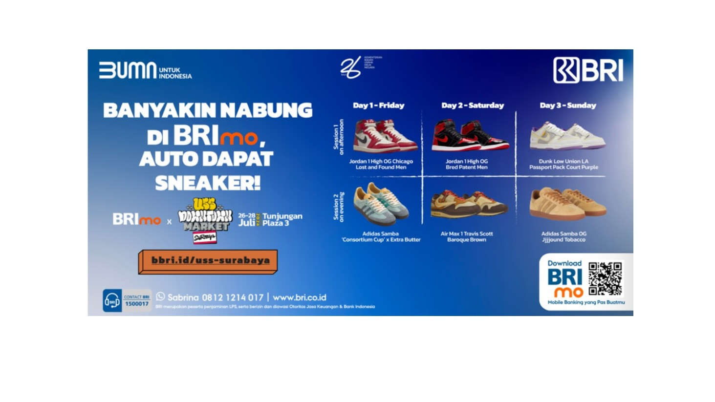 Event tahunan yang digelar spesial bagi pecinta sneakers dan streetwear, USS Downtown Market, hadir kembali di Tunjungan Plaza 3, Surabaya, pada 26-28 Juli 2024.