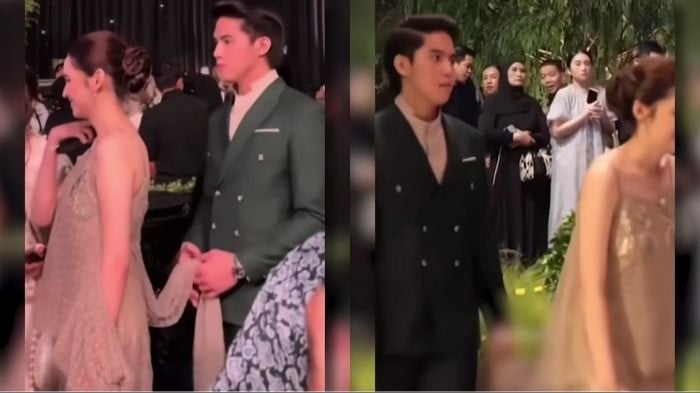 El Rumi dan Syifa Hadju saat menjadi tamu pernikahan Thariq Halilintar dan Aaliyah Massaid