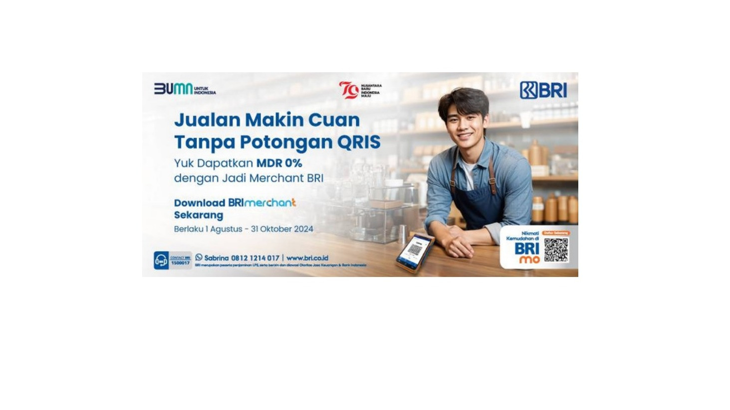 BRI Hadirkan Promo Spesial MDR 0 Persen untuk merchant BRI!