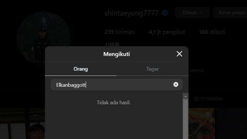 Akun Instagram Shin Tae-yong tak follow Elkan Baggott