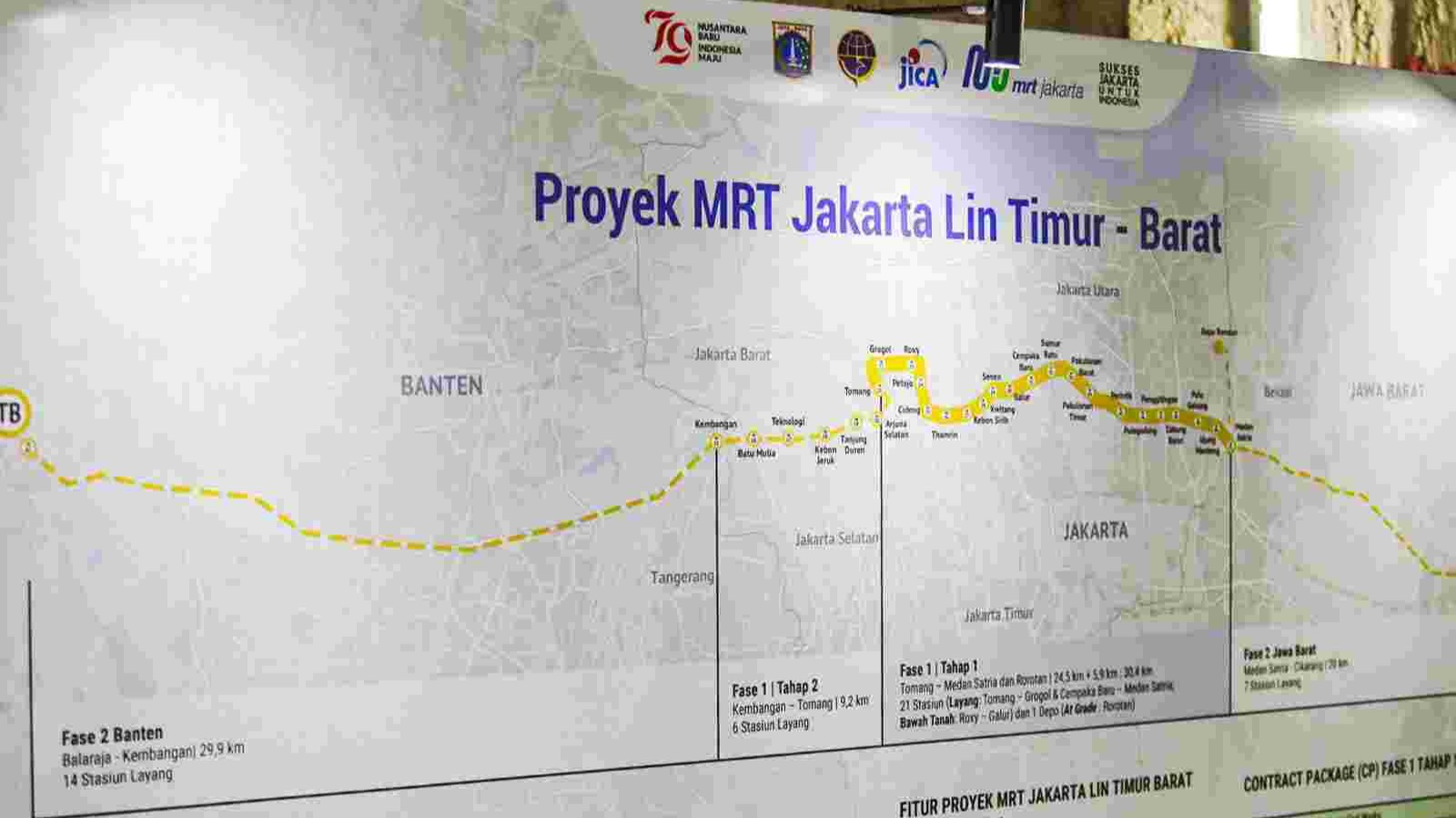 Pembangunan jalur MRT Jakarta Lin Timur-Barat Fase I Tahap I yang dicanangkan hari ini, Rabu (11/9) oleh Presiden Republik Indonesia Joko Widodo.