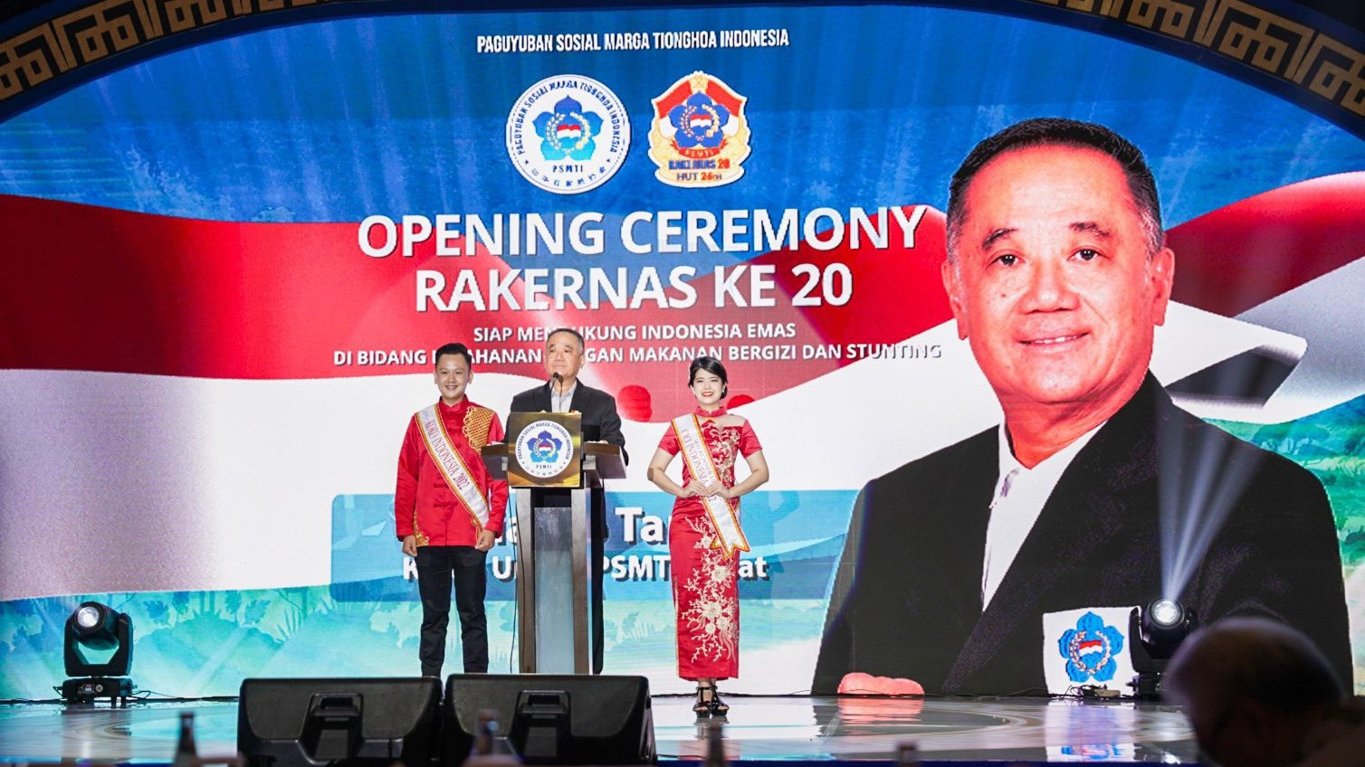 Ketua Umum Paguyuban Sosial Marga Tionghoa Indonesia (PSMTI), Wilianto Tanta, menyampaikan komitmennya untuk terus mendukung pembangunan nasional dalam Rakernas ke-20.