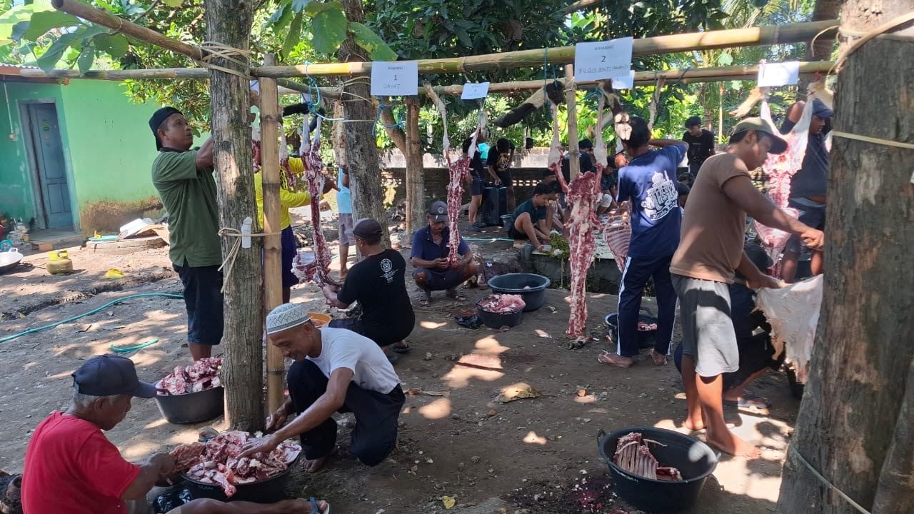 suasana salah satu tempat penyembelihan hewan kurban di Bantul