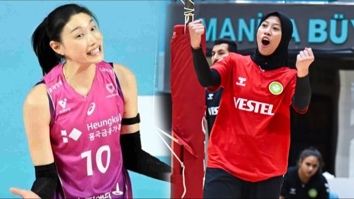 Megawati Hangestri dan Ratu Voli Korea Kim Yeon-koung.