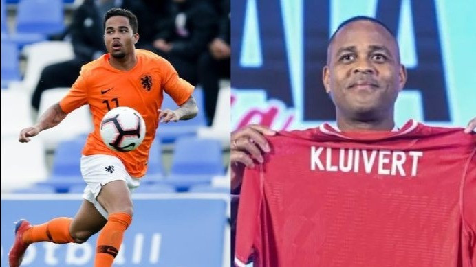 Justin Kluivert dan Patrick Kluivert, eks pelatih Timnas Indonesia.