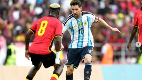 Lionel Messi saat Argentina hadapi Angola di laga uji coba