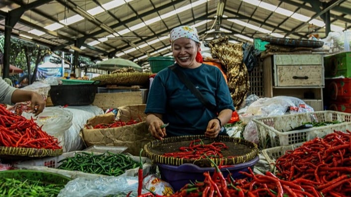 Pedagang Cabai di Pasar Kramat Jati, Jakarta Timur