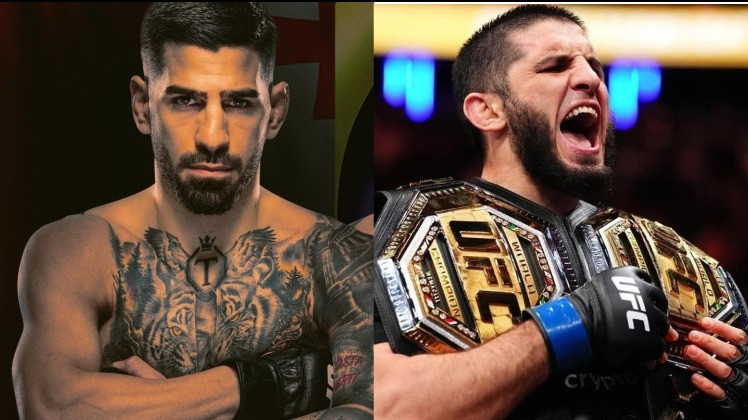 Potret Ilia Topuria (kiri) dan Islam Makhachev.