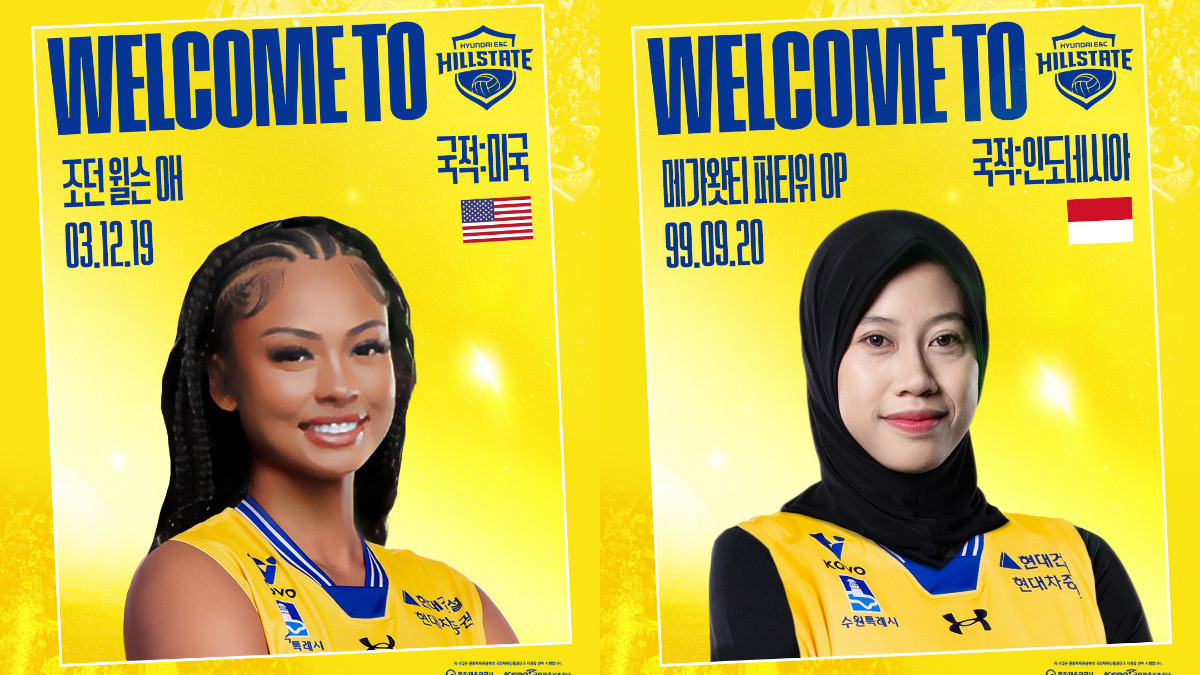 Dua pemain asing Hyundai Hillstate, Jordan Wilson dan Megawati Hangestri di Liga Voli Korea 2026-2027.
