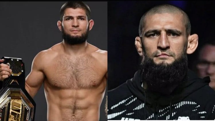 Kolase foto Khabib Nurmagomedov (kiri) dan Khamzat Chimaev.