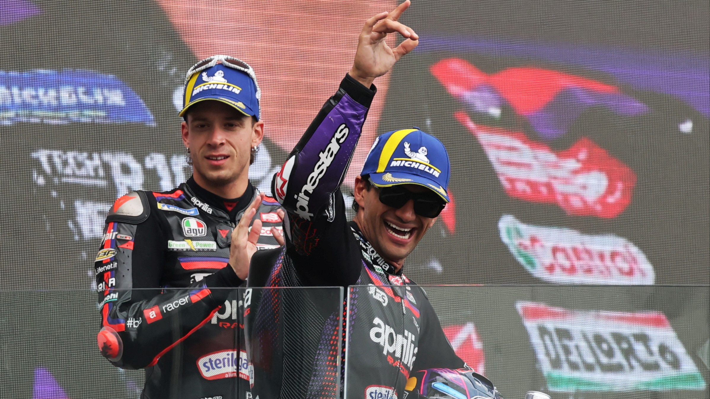 Rider Aprilia, Marco Bezzecchi dan Jorge Martin di Podium MotoGP Prancis 2026