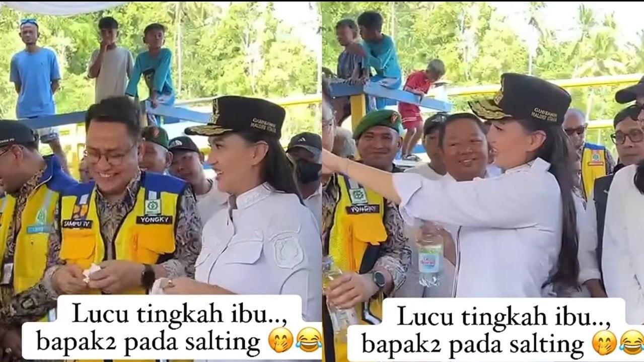Gubernur Maluku Utara, Sherly Tjoanda, saat coba trik hilangkan bau duren.