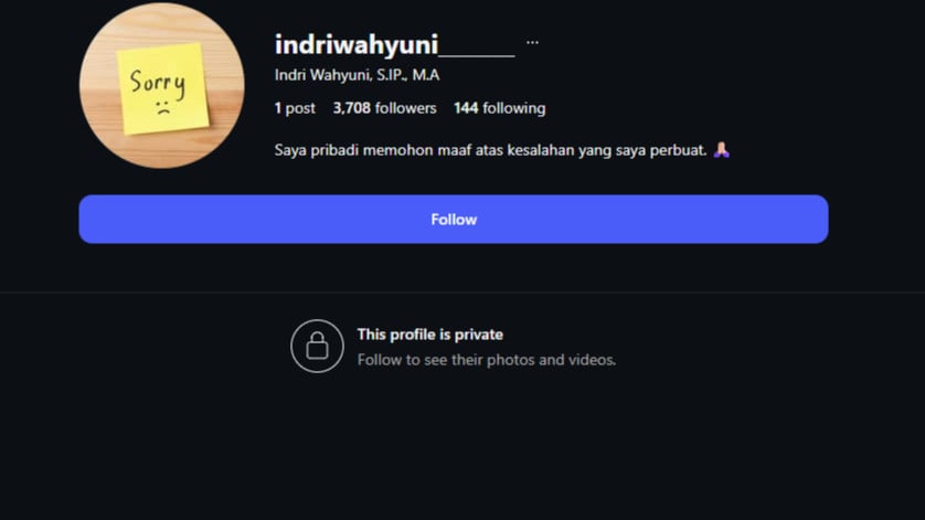 Instagram diduga milik juri LCC MPR Indri Wahyuni