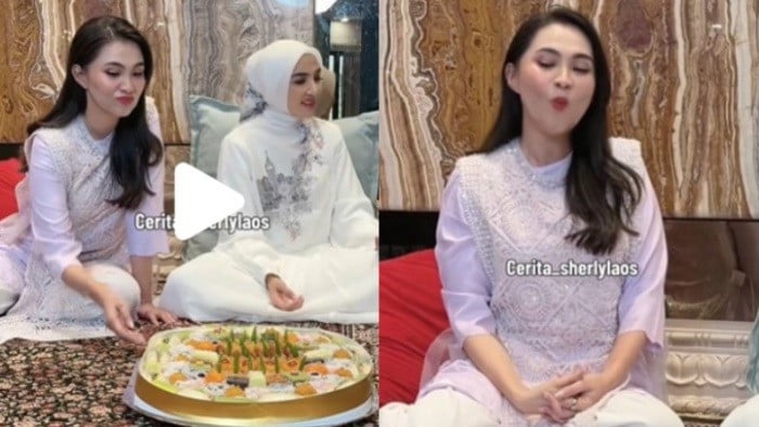 Tingkah Gubernur Malut Sherly Tjoanda Laos tidak bisa menutupi kebiasaan saat melihat makanan di rumah Ashanty viral