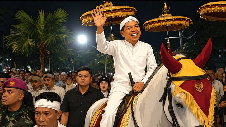 Gubernur Jawa Barat Dedi Mulyadi di Kirab Mahkota Binokasih