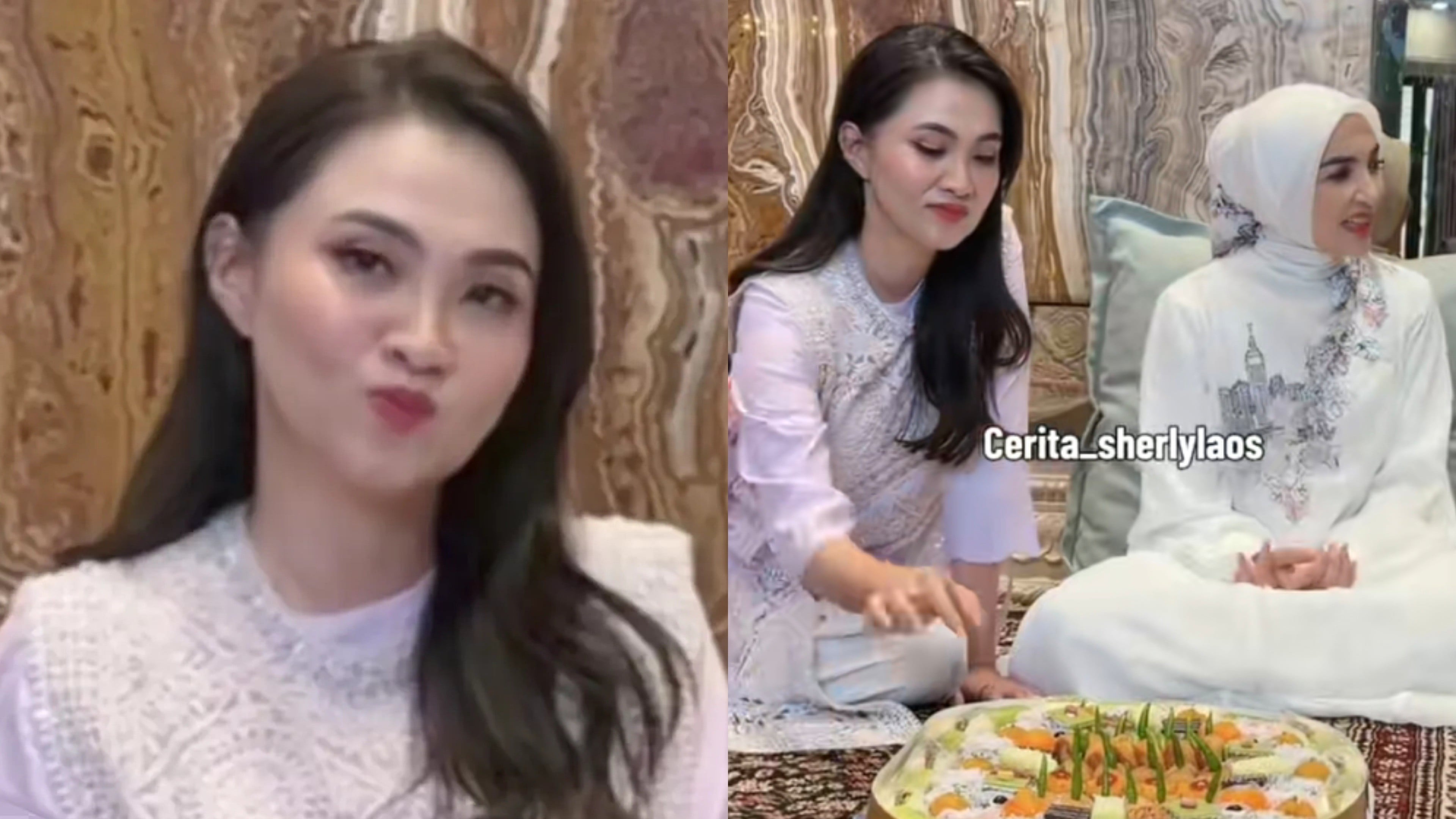 Aksi lucu Sherly Tjoanda makan