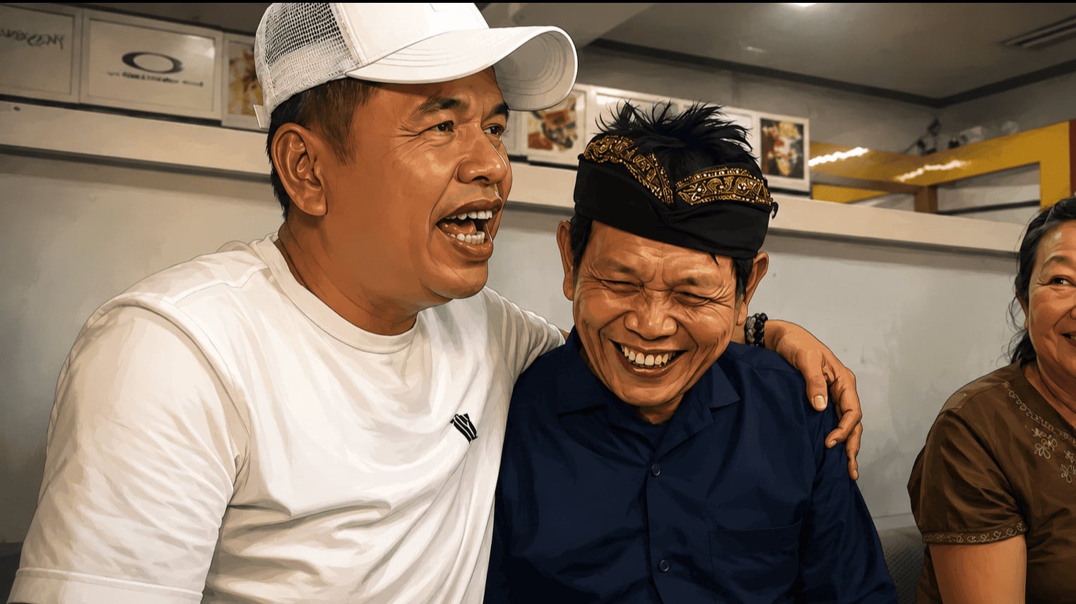 Gubernur Jawa Barat, Dedi Mulyadi merangkul koordinator PKL.