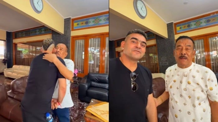 Momen legenda Timnas Indonesia, Cristian Gonzales bersilaturahmi dengan manajer Persib Bandung, Wak Haji Umuh Muchtar