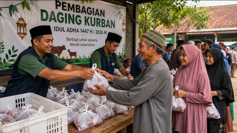 Ilustrasi pembagian daging kurban Idul Adha