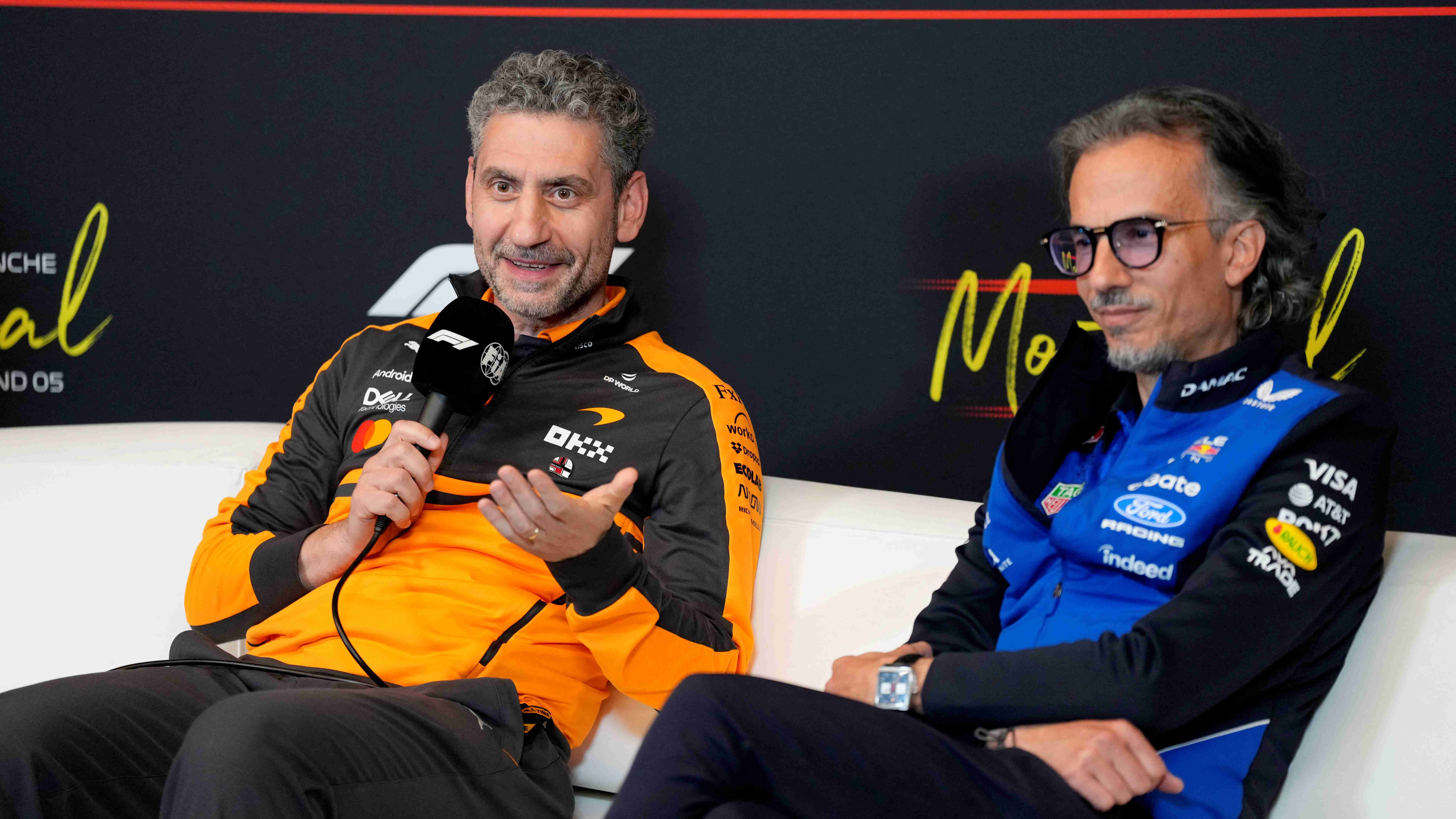 Kepala Tim McLaren, Andrea Stella bersama Team Principal Red Bull, Laurent Mekies