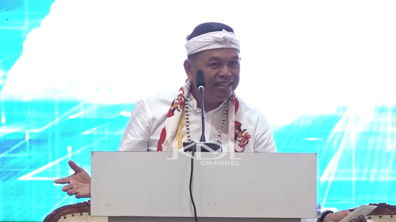 Gubernur Jawa Barat, Dedi Mulyadi (KDM) saat memberi sambutan di Konferensi Analisis Papua Strategis (APS) II 2026