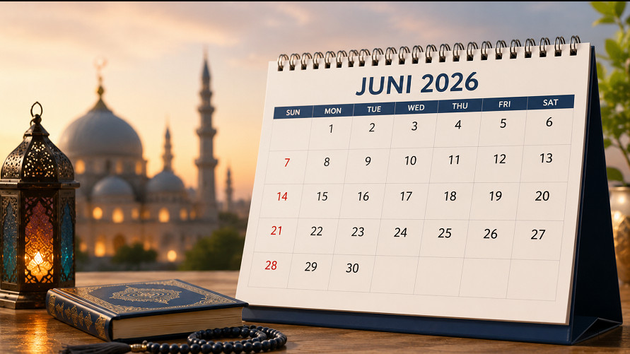 Ilustrasi kalender Juni 2026