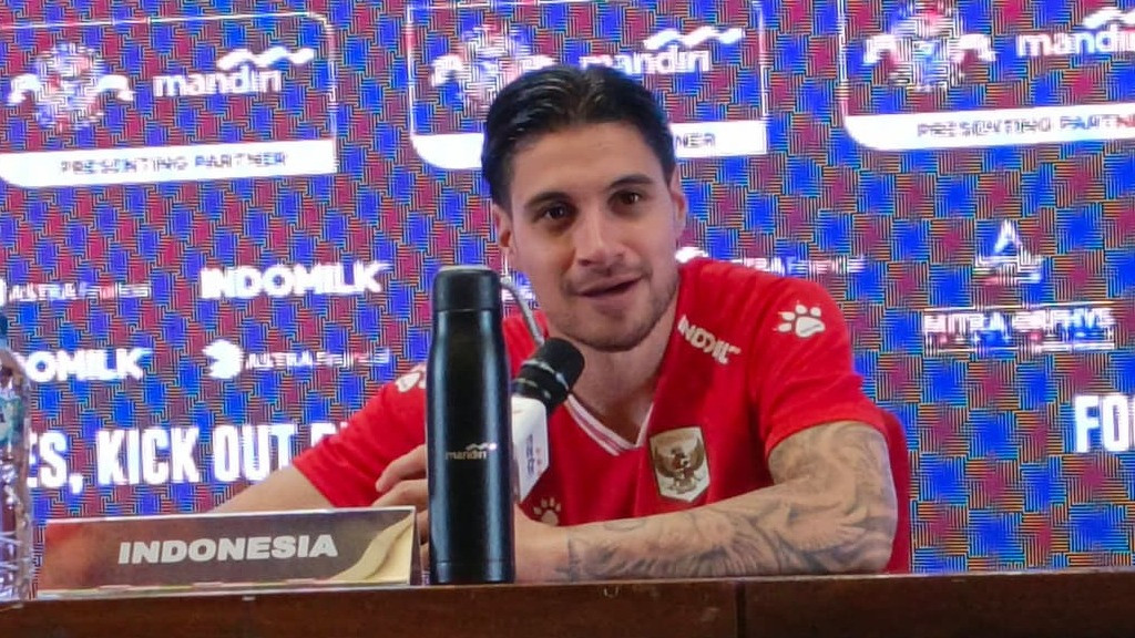 Pemain Timnas Indonesia, Kevin Diks di Konferensi Pers FIFA Matchday Timnas Indonesia vs Oman
